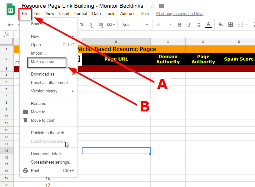 construction de liens de page de ressources